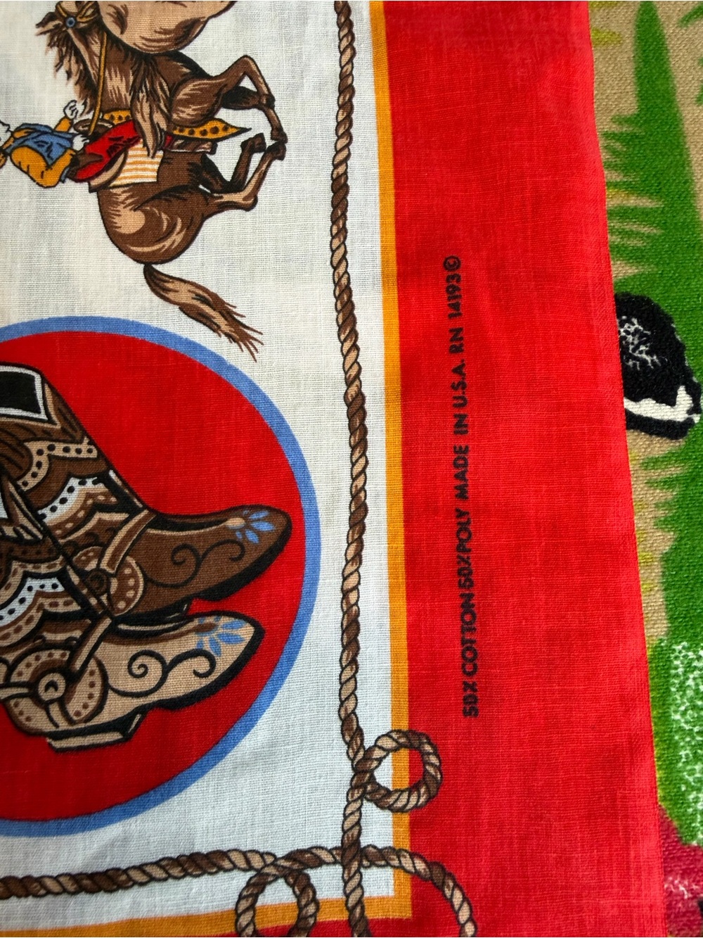 Vintage Western Bandanna Made in the USA Rodeo Print - Picture 6 of 8